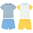 Baby Boys White & Yellow Shorts Set (4 Piece), 2, hi-res