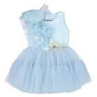 Girls Blue Tulle Flower Dress, 1, hi-res