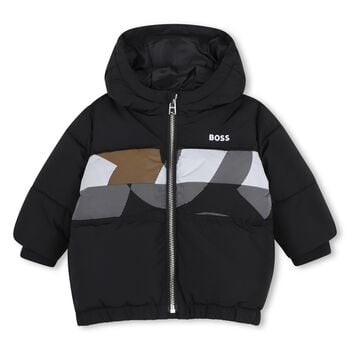 Younger Boys Black Logo Puffer Jacket