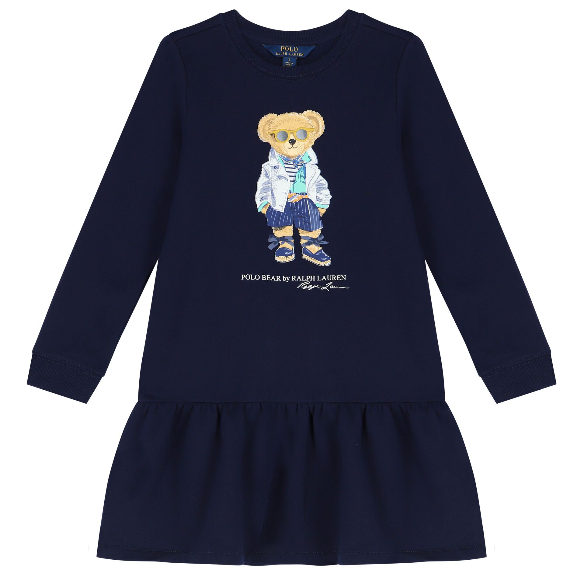 Ralph Lauren Girls Navy Blue Polo Bear Dress Junior Couture