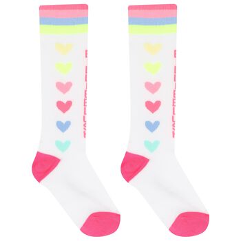 Girls White Logo Socks