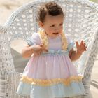 Younger Girls Seersucker Pink & Blue Dress, 1, hi-res