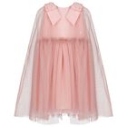 فستان وردي للبنات من التول والشيفون, 1, hi-res