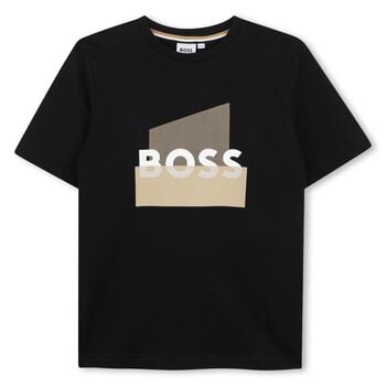 Boys Mini Me Black Logo T-Shirt