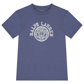 Boys Navy Blue T-Shirt with Varsity Logo