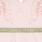 Younger Girls Pink & Gold Ruffled Logo Dress, 2, hi-res