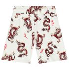 Boys Ivory & Red Logo Shorts, 1, hi-res