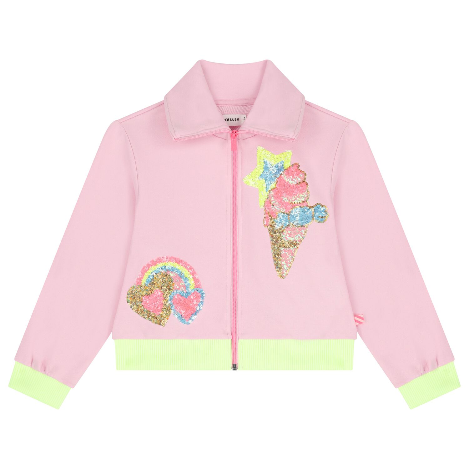 Girls Pink Ice Cream Zip-Up Top, 1, hi-res