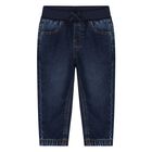 Younger Boys Navy Blue Denim Joggers, 1, hi-res