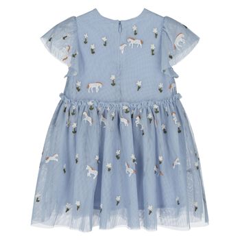 Younger Girls Blue Horse Tulle Dress