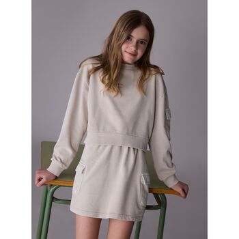 Girls Grey Cargo Skirt Set