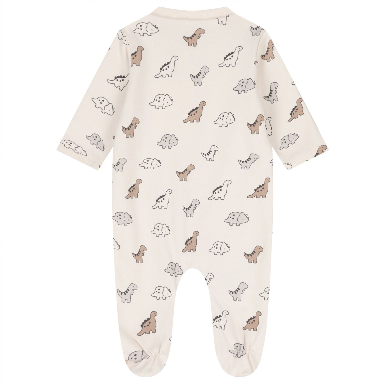 Baby Boys Ivory & Beige Dinosaur Babygrows ( 2-Pack ), 1, hi-res