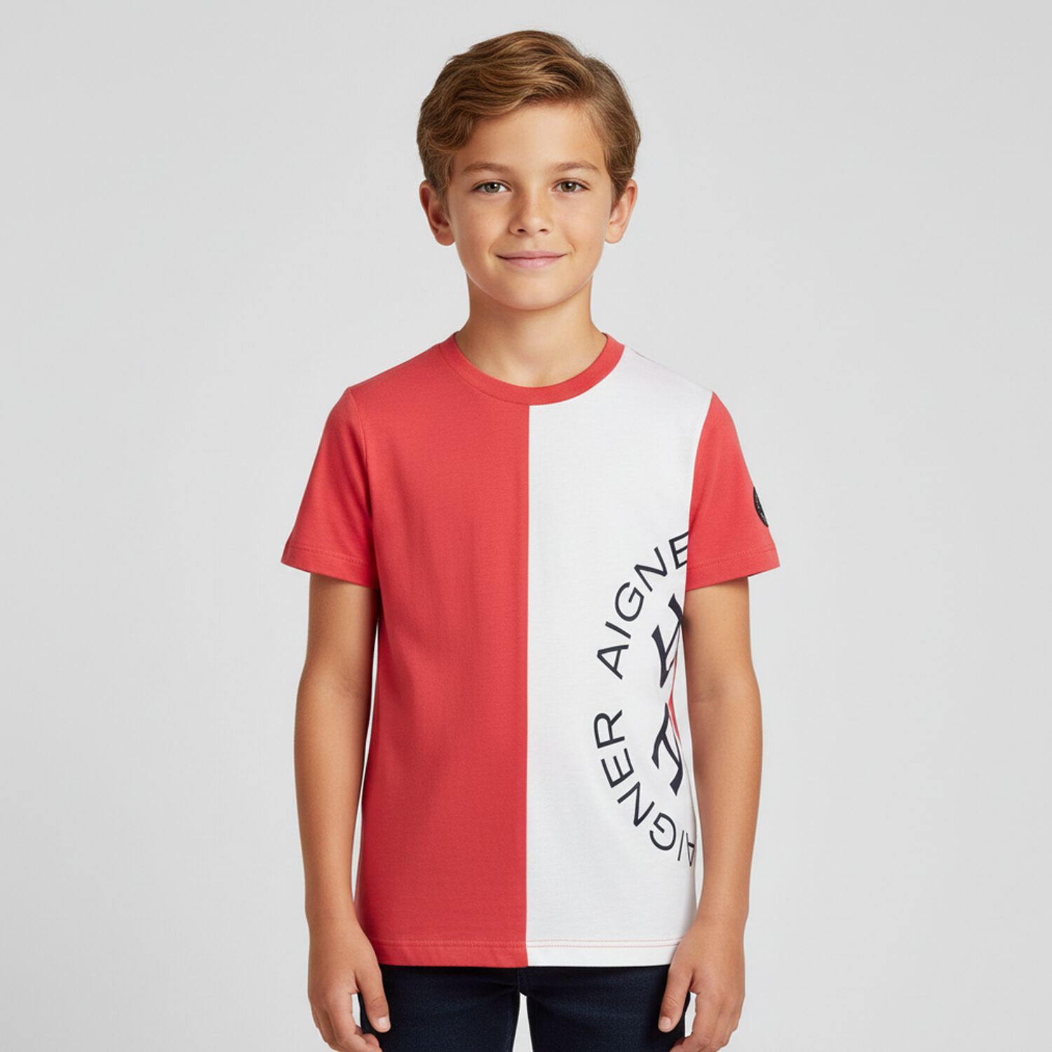 Boys Red & White Logo T-Shirt, 3, hi-res