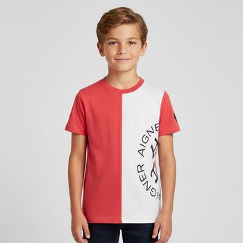 Boys Red & White Logo T-Shirt
