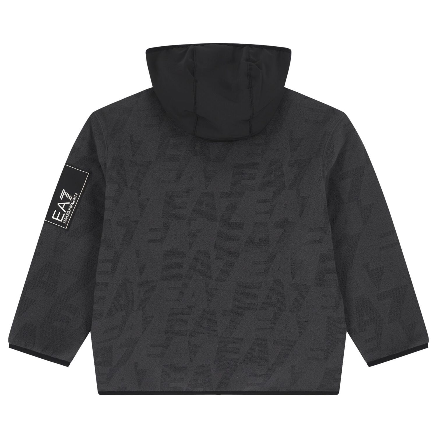 Boys Grey & Black Logo Hooded Zip Up Top, 1, hi-res