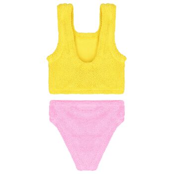 Girls Yellow & Bubblegum Pink Crinkle Bikini