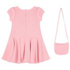 Girls Pink Bow Dress & Bag Set, 1, hi-res