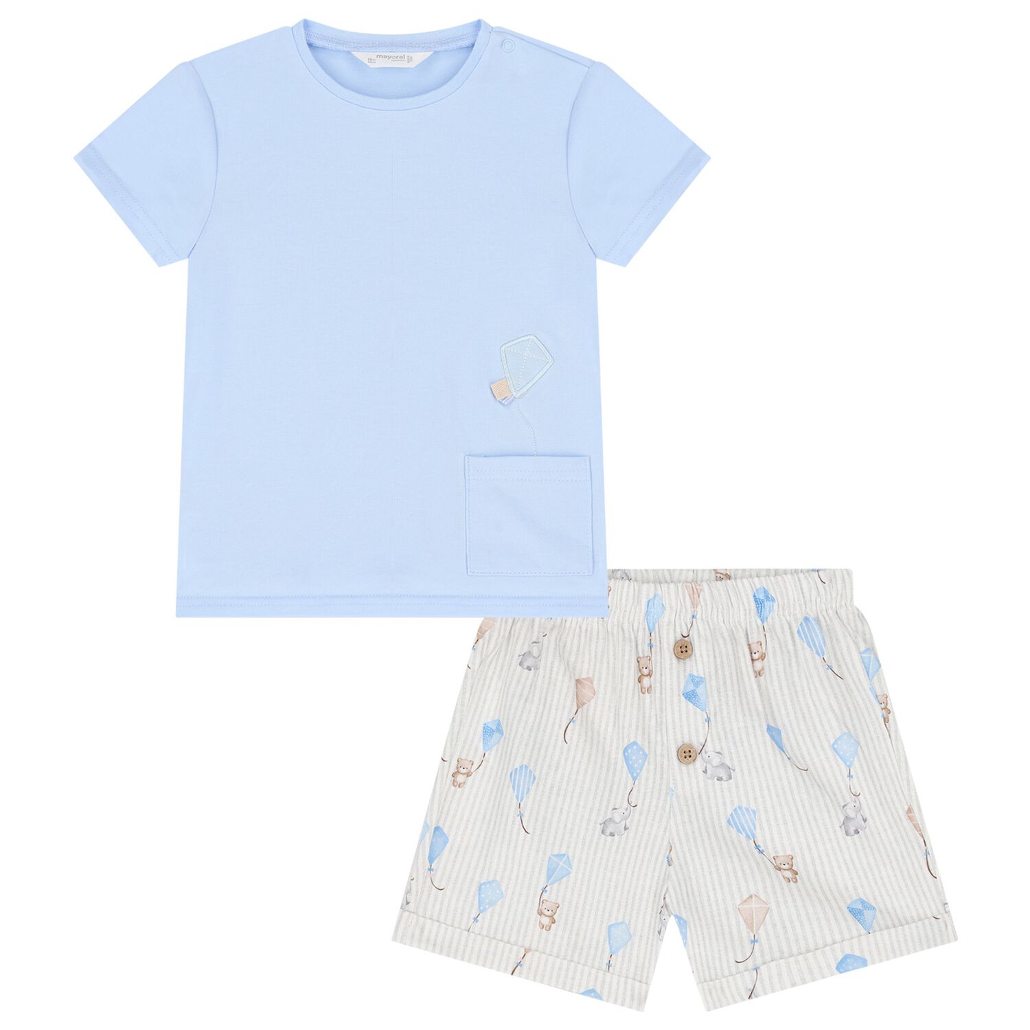Baby Boys Blue Kite Shorts Set, 1, hi-res image number null