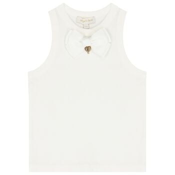 Girls White Bow Top