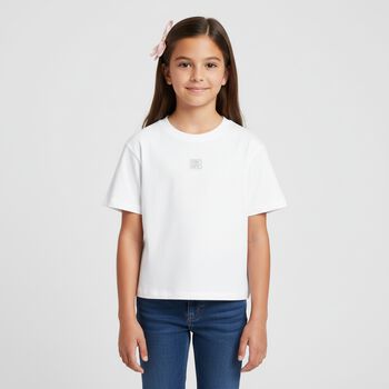 Girls White Logo T-Shirt