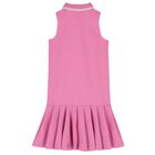 Girls Pink Logo Polo Dress, 1, hi-res