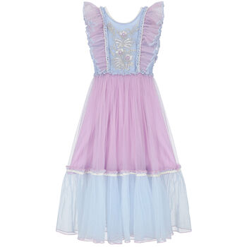 Girls Blue & Purple Embellished Tulle Dress