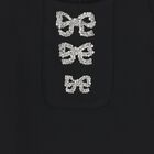 Girls Black Embellished Crepe Dress, 1, hi-res
