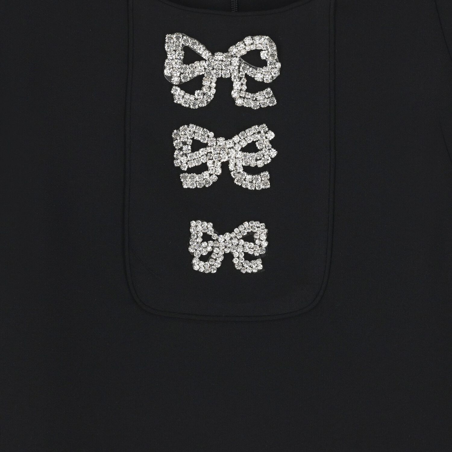 Girls Black Embellished Crepe Dress, 1, hi-res