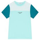 Boys White & Blue Logo T-Shirt, 1, hi-res