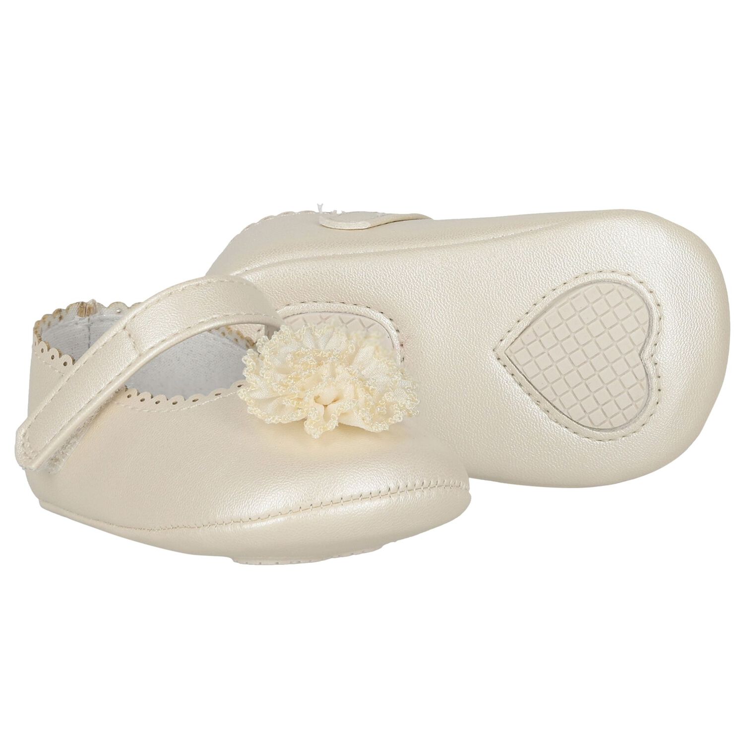 Baby Girls Gold Leather Pre Walker Shoes, 1, hi-res