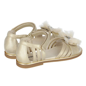 Girls Gold Bow Sandals