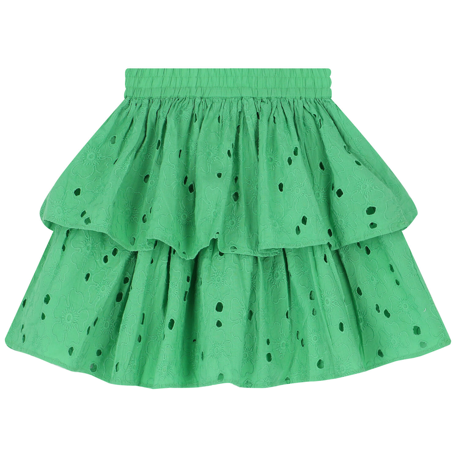 Girls Green Broderie Anglaise Skirt, 1, hi-res image number null