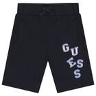 Boys Navy Blue Logo Shorts, 1, hi-res