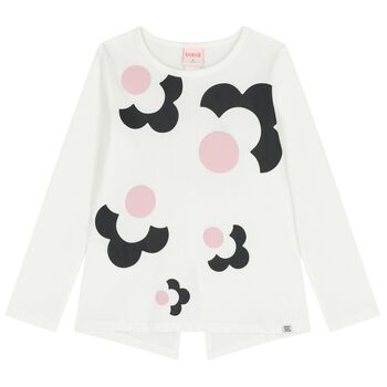 Girls Ivory Floral Long Sleeve Top