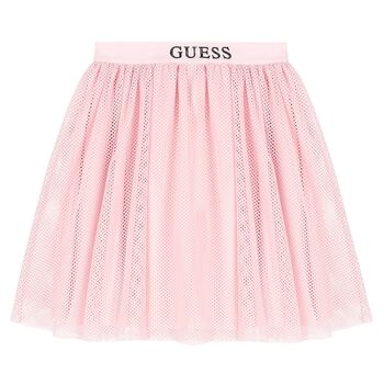 Girls Pink Logo Mesh Skirt