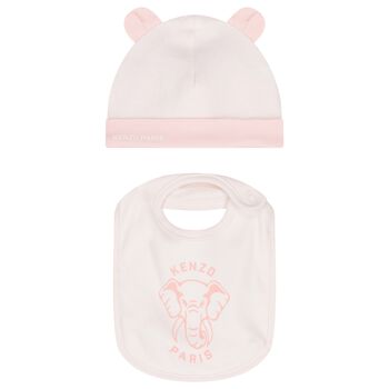 Baby Girls Elephant Logo Hat & Bib Set