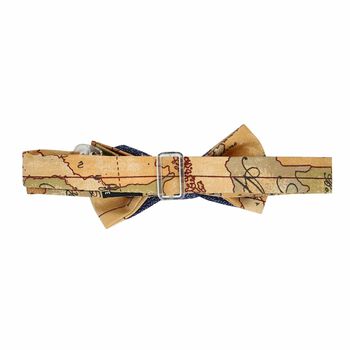 Younger Boys Navy & Beige Geo Map Bow Tie