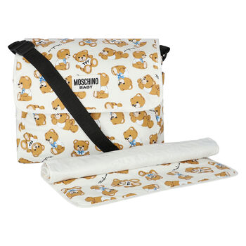 Ivory Teddy Logo Baby Changing Bag