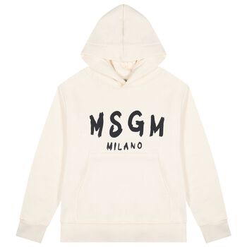 Ivory & Black Logo Hooded Top