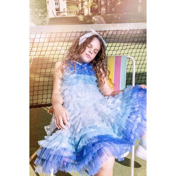 Girls Blue Layered Tulle Dress
