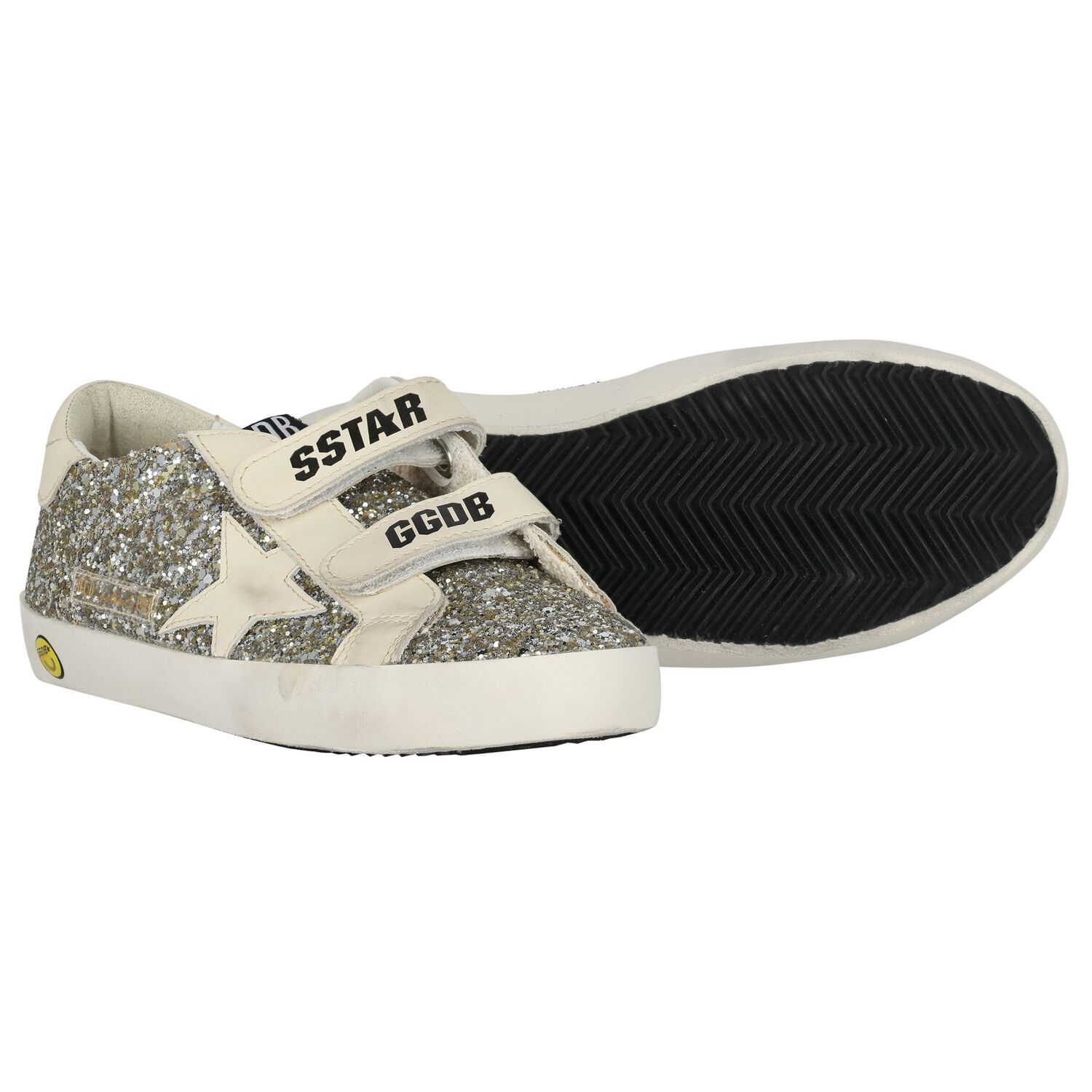 Girls Silver & Gold Embellished Velcro May Trainers, 1, hi-res image number null