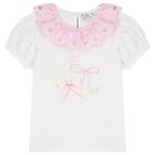 Girls Pink & White Broderie Anglaise Skirt Set, 1, hi-res