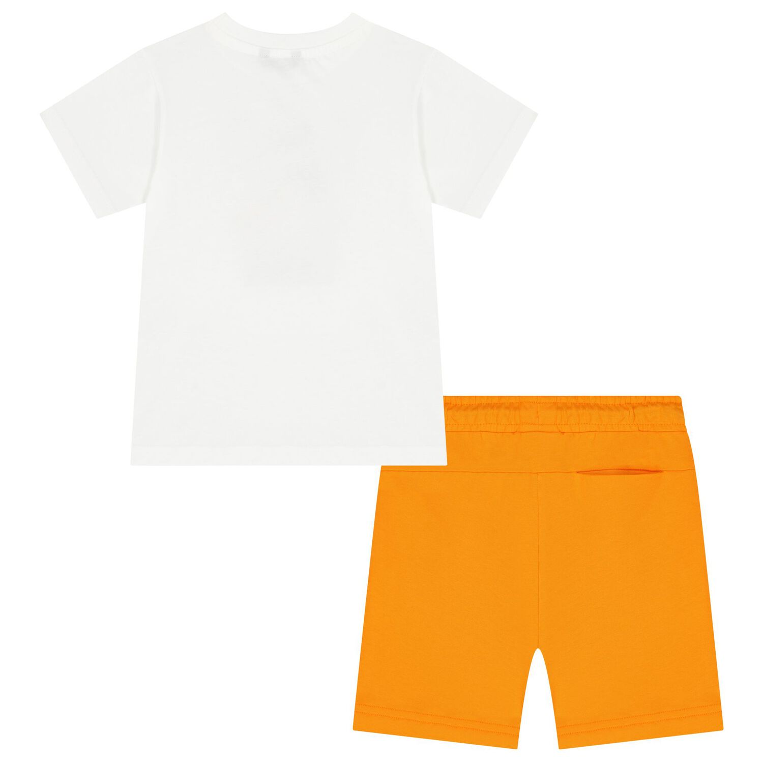 Boys White & Orange Short Set, 1, hi-res