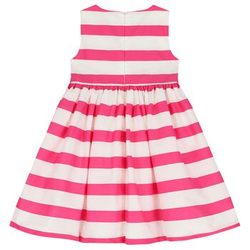 Girls Ivory & Pink Striped Dress