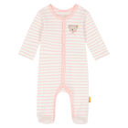 Baby Girls Ivory & Pink Striped Babygrow, 1, hi-res