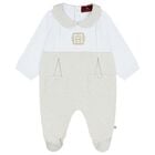 Baby Boys Blue & Gold Logo Babygrow, 1, hi-res