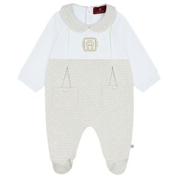 Baby Boys Blue & Gold Logo Babygrow