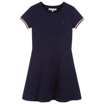 Girls Navy Logo Dress