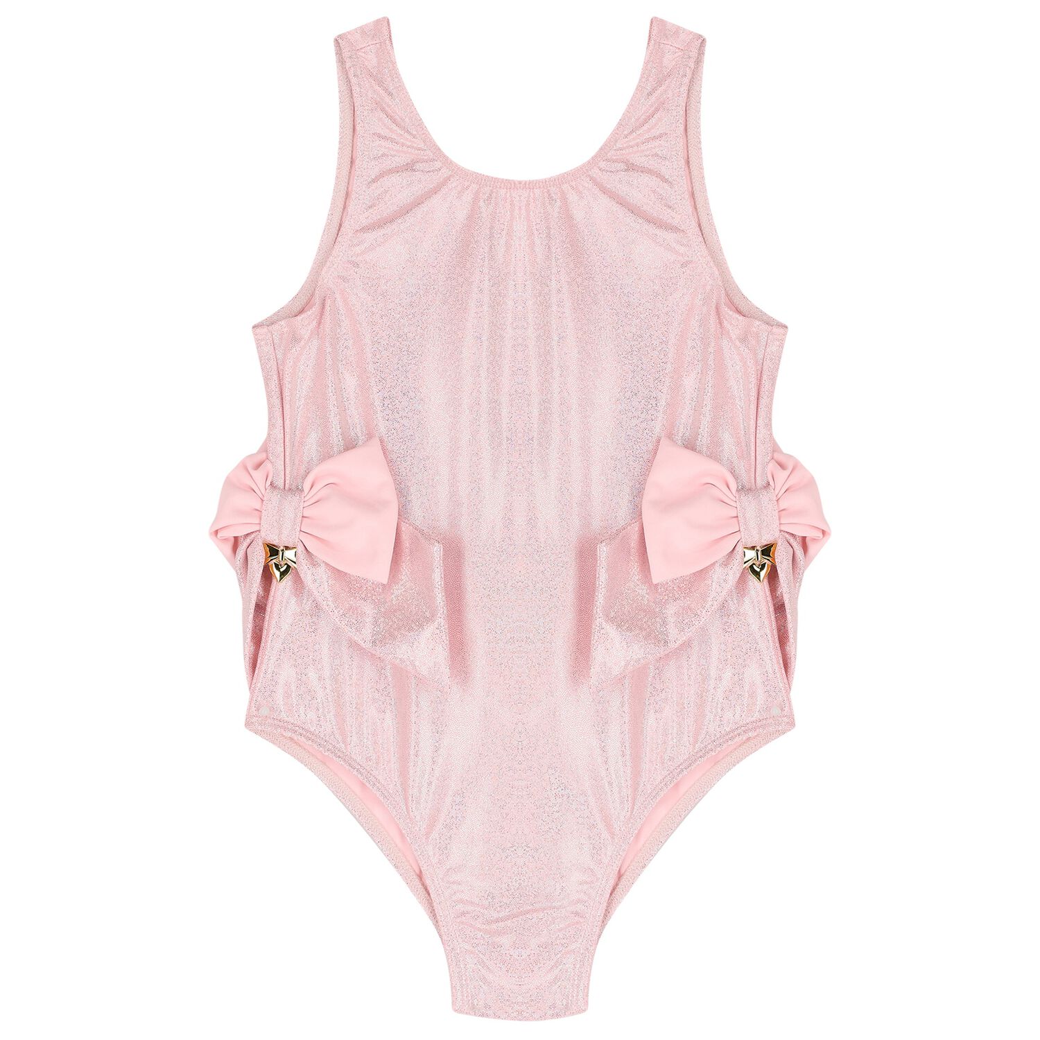 Girls Pink Iridescent Shimmer Swimsuit, 1, hi-res