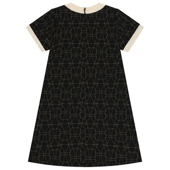 Girls Black & Ivory Logo Dress